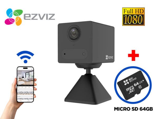 KIT CAMARA INTELIGENTE INTERIOR CB2 CON BATERIA + MEMORIA 64 GB