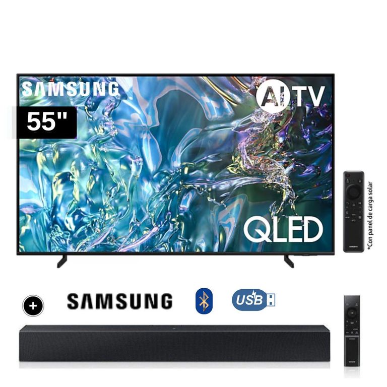Televisor QLED Tizen OS Smart Tv 55 4K QN55Q60DAGXPE+ Soundbar HW C400