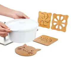 HYGGE - Set de 4 Soportes de Bambú Resistente al Calor