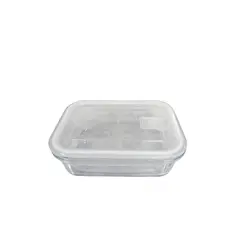 GENERICO - Taper rectangular de vidrio 1030 ml con tapa hermética transparente