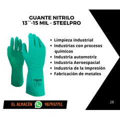 STEELPRO - GUANTE DE NITRILO 13"-15MIL- PACK X 12 - TALLA 9