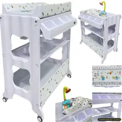 STOKKER BABY - Bañera cambiador con regadera y cojín CRISTAL BLANCO