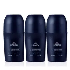 NATURA - KIT x3 Desodorante roll-on Invisible para Hombre HOMEM