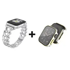 GENERICO - CORREA ACERO TRENZADA PLATA + BUMPER PARA APPLE WATCH