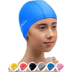 GENERICO - Gorro de natación de tela para mujer azul