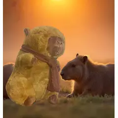 GENERICO - PELUCHE CAPIBARA SUAVE CON BUFANDA MARRÓN 28 CM