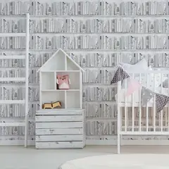 MULTITOP - PAPEL TAPIZ KIDS HOME BOTANY LIBRARY 052X10 MTS WHITE BLUE