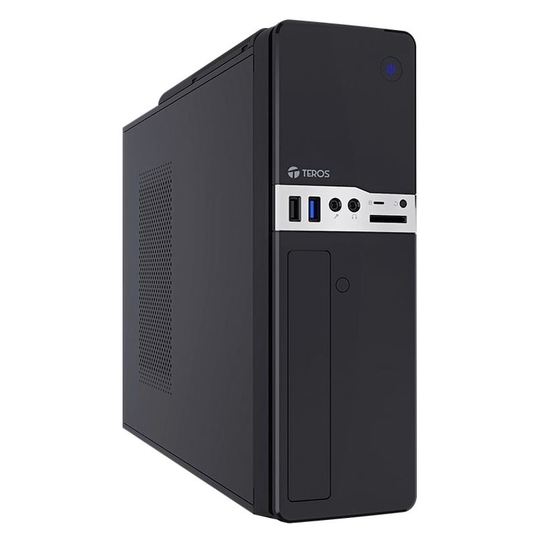 Case TE-1032S, Slim, 250 W, USB 3.2 / USB 2.0, audio HD, DVD, negro
