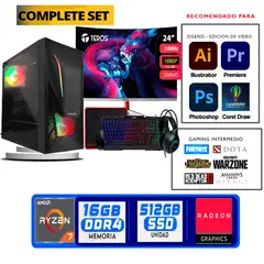 HALION - Computadora ryzen 7 5700g ram 16gb ssd 512 M.2 monitor 24 full hd