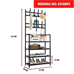 GENERICO - Estante Organizador Zapatera Multiusos 4 Niveles 150x60x28cm - Blanco
