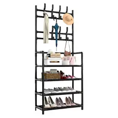 GENERICO - Estante Organizador Zapatera Multiusos 4 Niveles 150x60x28cm - Negro