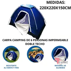 NO LOGO - Carpa Para 6 Personas Doble Techo Impermeable