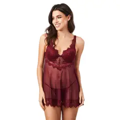 BOMBON ROJO - Babydoll con copa y detalles de flores