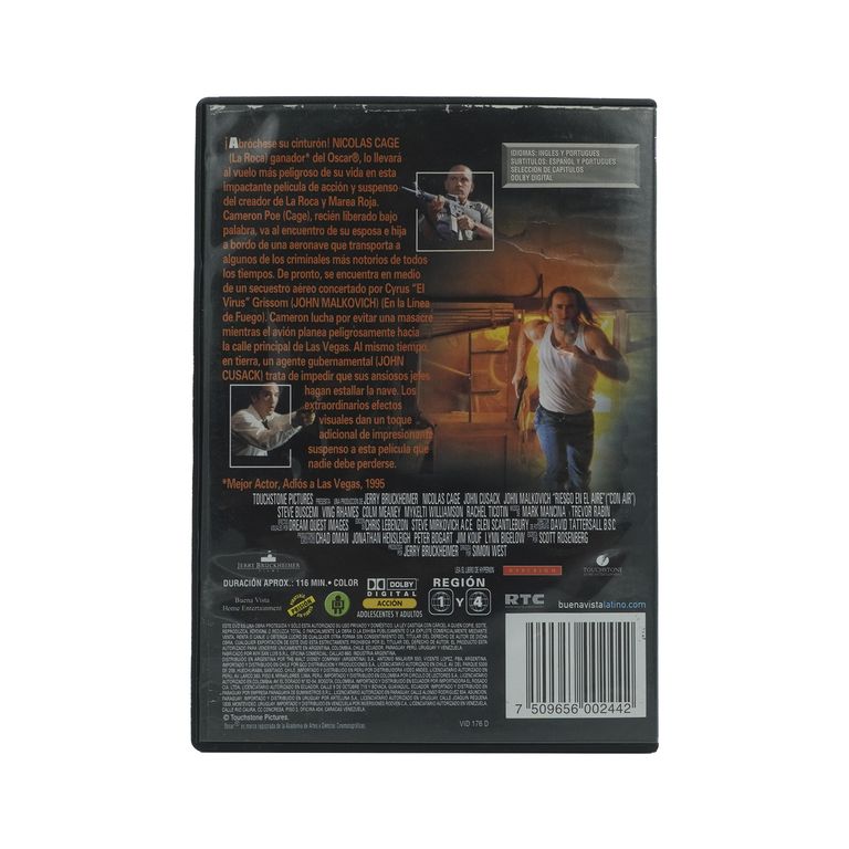 Dvd Original Con Air Riesgo En El Aire Nicolas Cage 1997