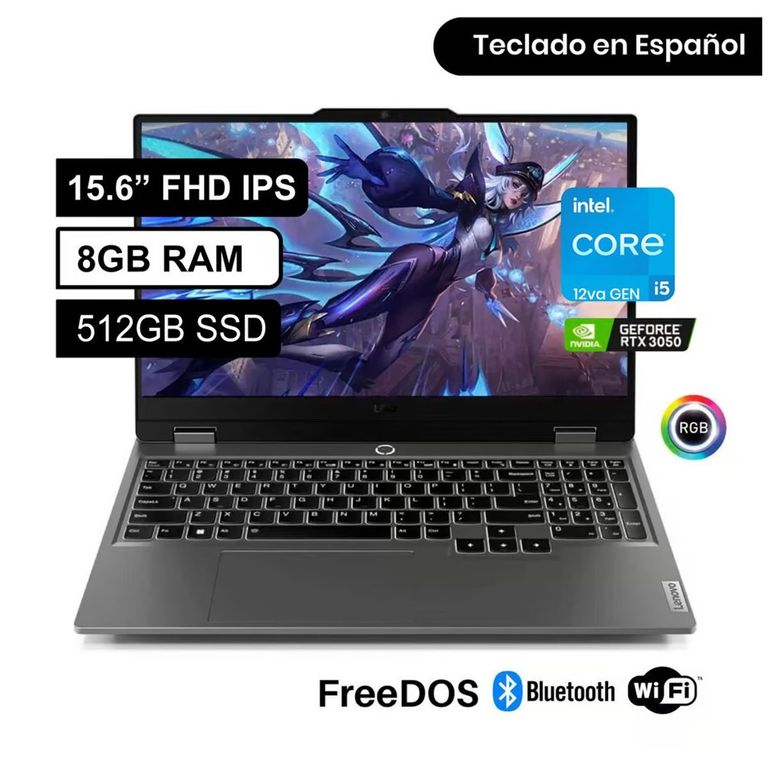 LAPTOP LOQ CORE i5 12450HX 8GB RAM 512GB SSD 15.6” FHD NVIDIA RTX 3050 6GB 15IAX9(83GS006WLM)