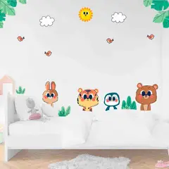 GENERICO - Vinilo Infantil Safari con hojas decoracion para niños