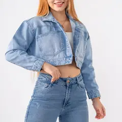 ROXJES JEANS - Casaca Crop Denim Amanda Oversize Mujer