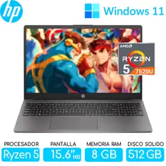 HP - Laptop Ryzen 5-7520U SSD 512gb RAM 8gb Pantalla 15.6 FHD Windows 255 G10