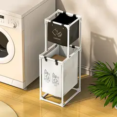 GENERICO - Cesta de lavandería organizador de ropa 2 niveles Blanco