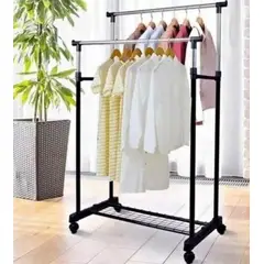 GENERICO - Perchero Organizador de Ropa de Doble Barra con Ruedas