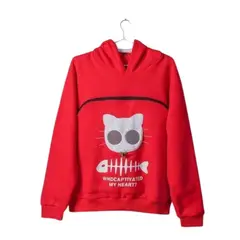 GENERICO - Polera Cat Pocket Hoodie Unisex - Rojo