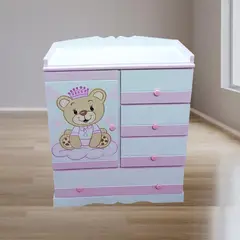 GENERICO - Cómoda rosada para bebe niña osita 080m