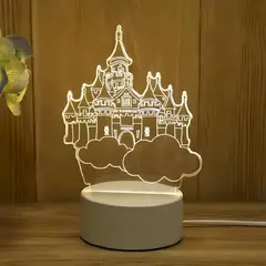 GENERICO - LÁMPARA 3D LUCES DE ILUSIÓN 3D LUZ CÁLIDA DISEÑO CASTILLO