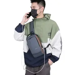 GENERICO - Morral Bolso Candado Clave Antirrobo Plomo-Marrón USB Mohila Genieka