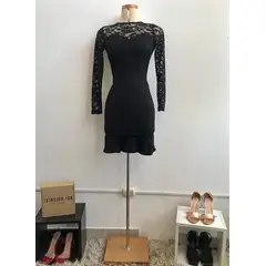 GENERICO - Vestido Midi Encaje Betzabe Color Negro Estacion 108