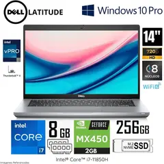 DELL - Laptop Latitude 5421 Intel Corei7-11850H 8GB RAM 256GB SSD 14" HD WINDOWS 10 PRO