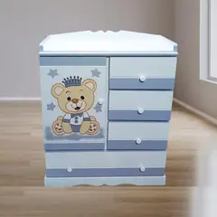 GENERICO - Cómoda plomo para bebe niño osito 080m