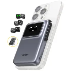 UGREEN - Power Bank Magnetico Tipo C 10000 mAh 20W Soporte Gris