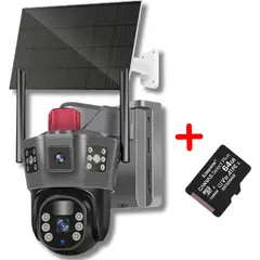 GENERICO - Camara de Seguridad Dual con Panel Solar + Memoria de grabación