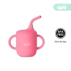 GENERICO - Vasito de Silicona para Bebé antiderrame rosado