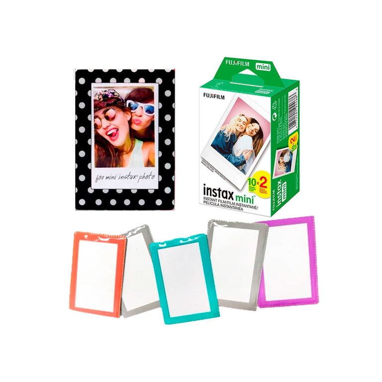 Pack de Pelicula instax mini x20+Marco iman+5 portafoto