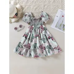 GENERICO - Vestido Multicolor Mariposas manga corta