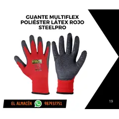 STEELPRO - GUANTE MULTIFLEX LÁTEX ROJO - TALLA L - PACK X 12 PARES