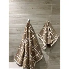 COBITEX HOME - Set de toallas de baño con diseño lineal Chocolate – 520 gramos 100% algodón peruano