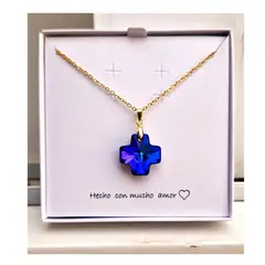 FERNANDA ROMERO JOYAS Y ACCESORIOS - Hermoso Collar FE y SABIDURIA Cristal Austriaco y Acero en Liquidación