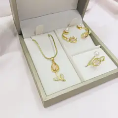 GENERICO - SET TULIPAN Collar + Anillo+ Aretes