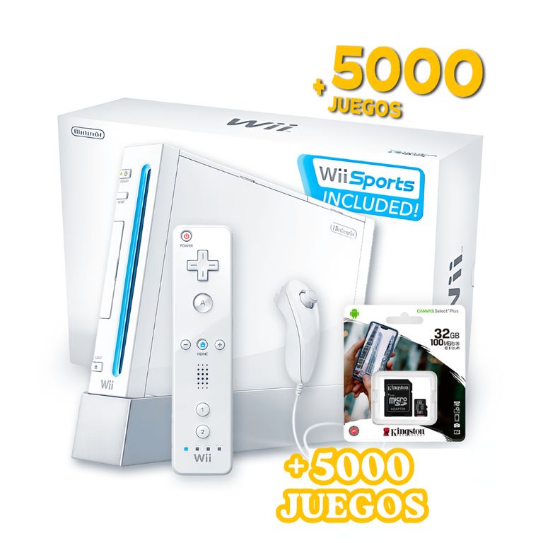 Consola Wii Blanco Original + 5000 Juegos + HDMI