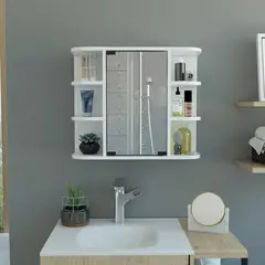 GENERICO - GABINETE CON ESPEJO FLORENCIA BLANCO - ENVÍO ARMADO Y MELAMINA 18mm