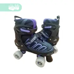 GENERICO - PATIN 4 RUEDAS DE NIÑO TALLA S 30 – 33 NEGRO CON AZUL