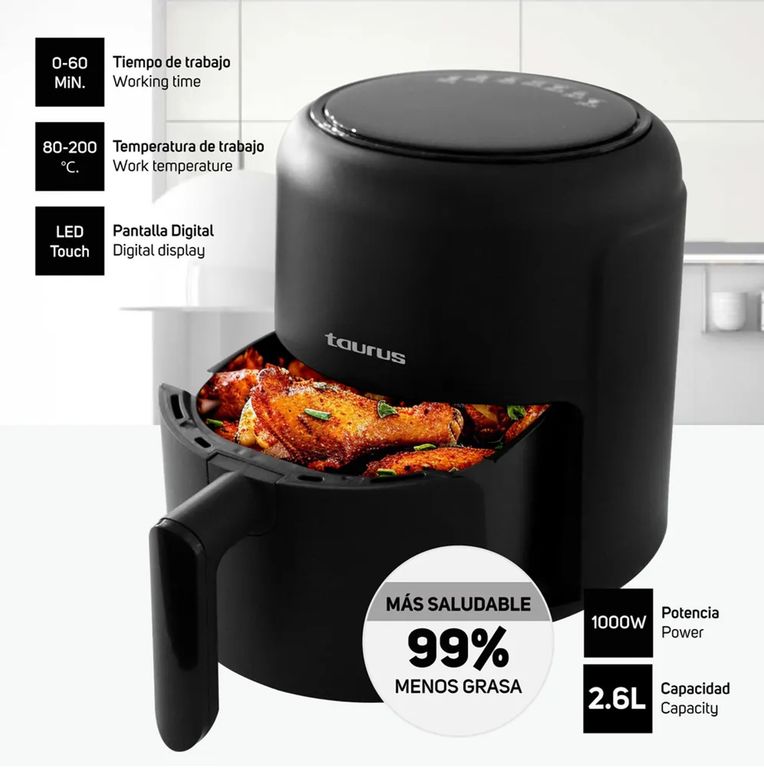 Freidora De Aire Digita 2.6 Lts Mod. Black Fryer 1000W