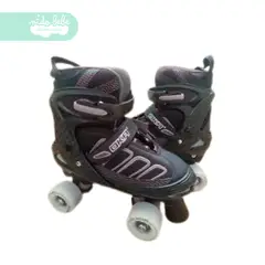 GENERICO - PATIN 4 RUEDAS DE NIÑO TALLA M 34 – 37 NEGRO CON BLANCO
