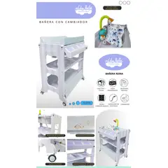 GENERICO - Bañera con Cambiador de Bebé Modelo Reina celeste