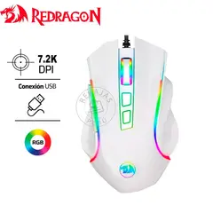 REDRAGON - GRIFFIN WHITE M607W Mouse Gamer RGB 7,200 DPI, Precisión