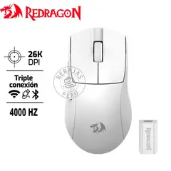 REDRAGON - K1NG PRO (4K Hz) Wireless Blanco Mouse Gamer Inalámbrico