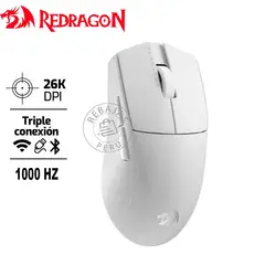 REDRAGON - K1NG PRO 1K Hz Wireless Blanco Mouse Gamer Inalámbrico