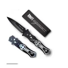 GENERICO - Navaja Invencible Cuchilla Automática Black Cruze 440 AI90 de Acero